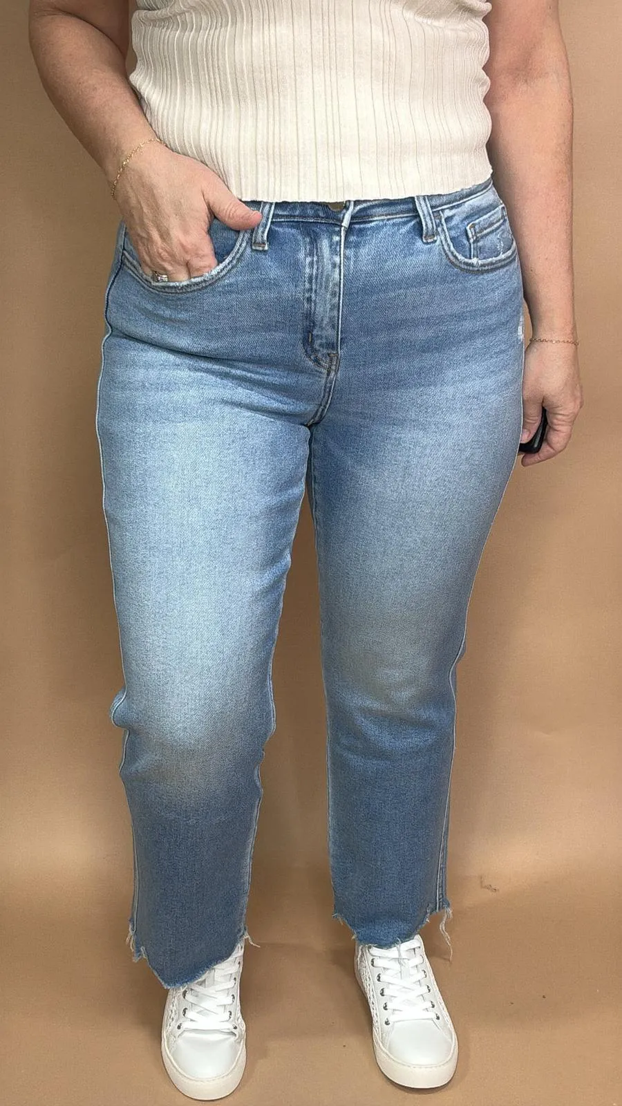 Comfy High Rise Straight Leg Jeans