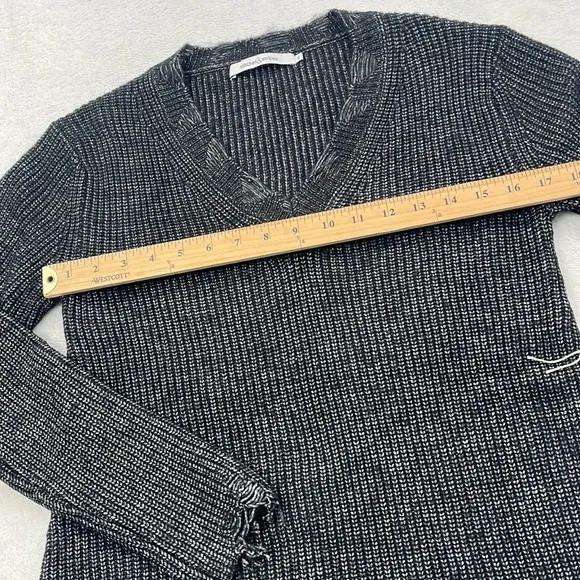 NWOT Stitches &amp; Stripes XS Distressed Charcoal Black V Neck Sweater