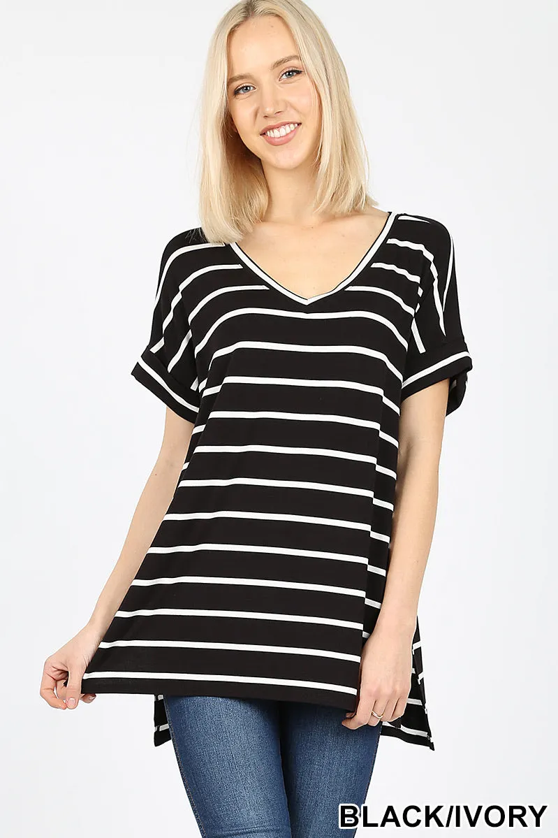 Sadie | Striped V-Neck Tee